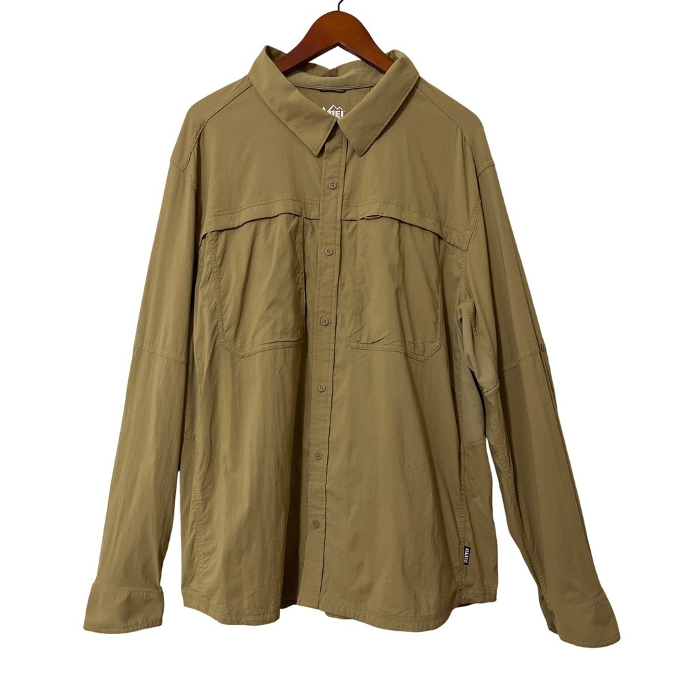 REI Co-op Sahara Long Sleeve Shirt XL Tan Hiking Gorpcore Outdoor Utility Casual